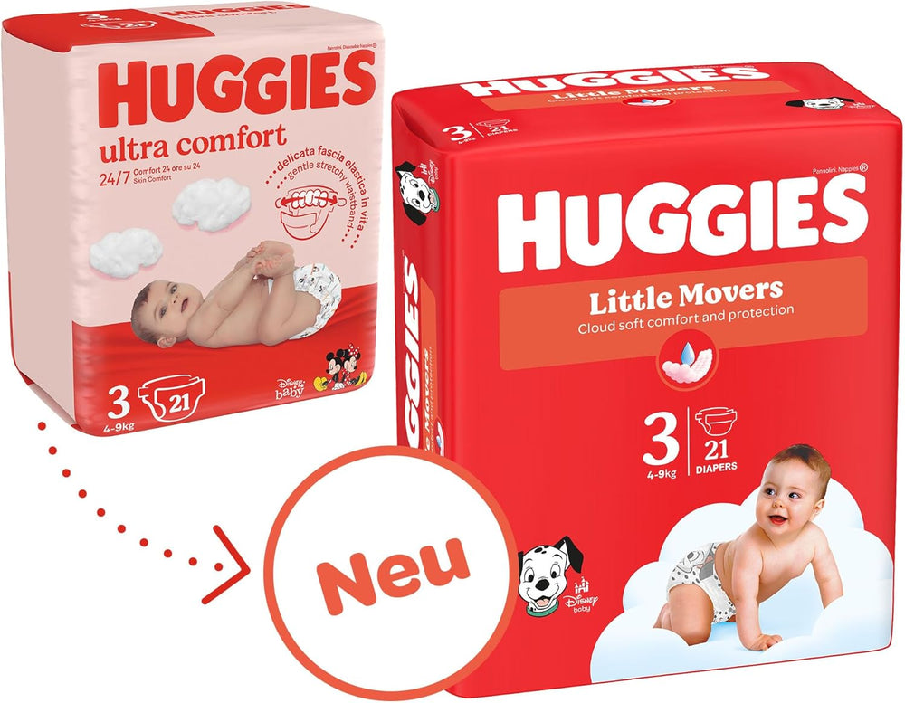 Huggies Pañales para bebé Little Movers, diseño de Disney, tamaño 3, 168 unidades (3 x 56), caja mensual