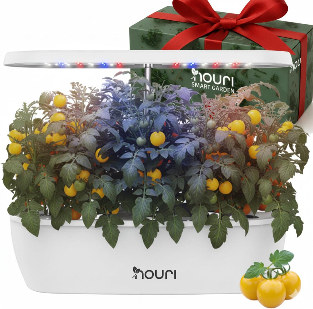 Nuevo 7 Puente + Albahaca reliquia | Jardín inteligente para cocineros caseros | Sistema de cultivo hidropónico | Luces de cultivo LED | Kit de jardinería de hierbas de interior para amantes de las plantas y jardineros, blanco