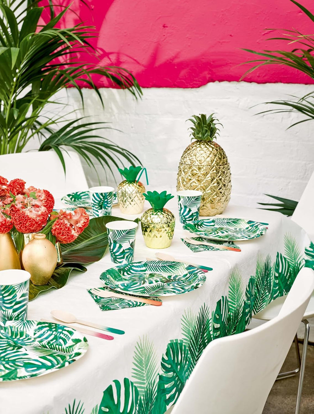 Pachet de 20 de șervețele tropicale | Șervețele de hârtie verzi cu design de frunze de palmier | Veselă de unică folosință pentru petrecerea copiilor, petrecerea Safari, junglă, dinozaur, vară, temă hawaiiană