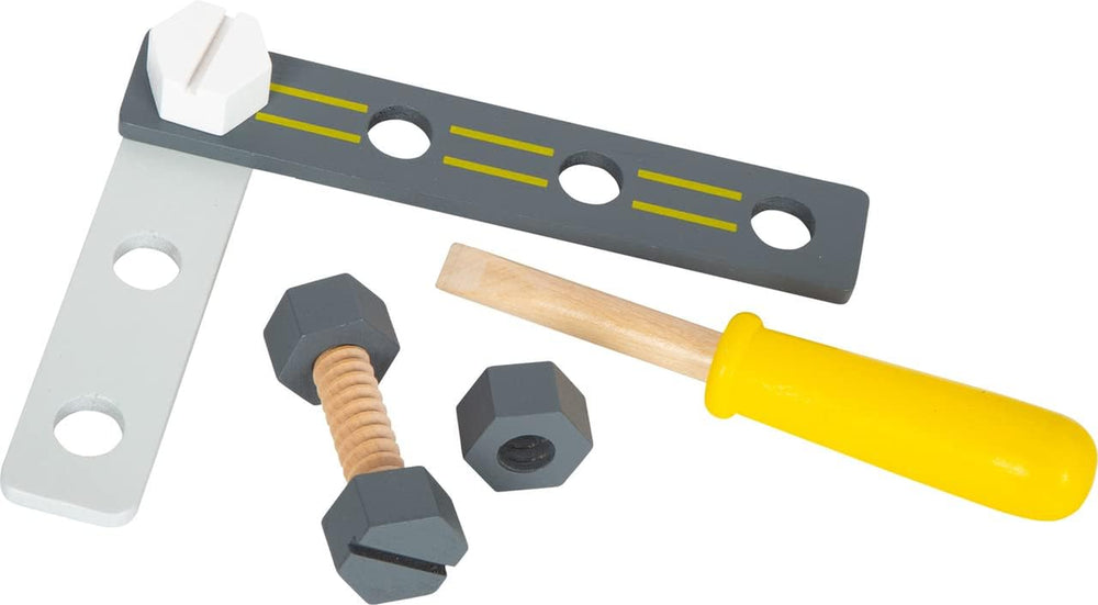 Small Foot Konstruktionsset Miniwob aus Holz, kreativer Bausatz mit Werkzeuge und Zubehör, ab 3 Jahren, 11810, Gris Amarillo