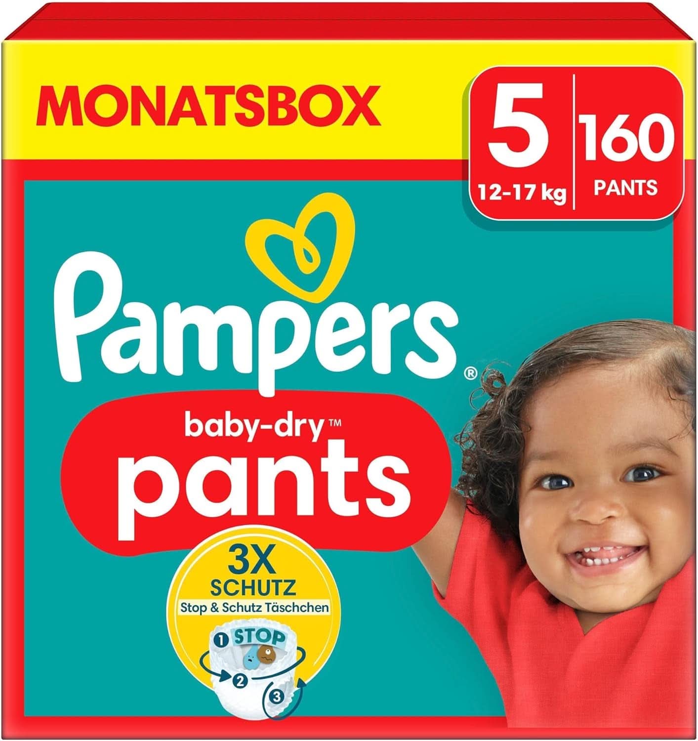 Pampers Windeln Pants Größe 5 Baby-Dry, 160 Windeln, 12Kg-17Kg, 360° Fit Hilft, Auslaufen Zu Verhindern Mother and Child Naty Shop 5 (160 uds) Nuevo