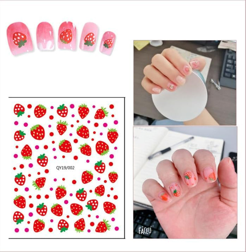 JMEOWIO Süße Nagelsticker Für Kinder 14 Blatt Nail Art Sticker Selbstklebend Nagelaufkleber Regenbogen Blumen Frucht Dekoration Nageldesign Zubehör
