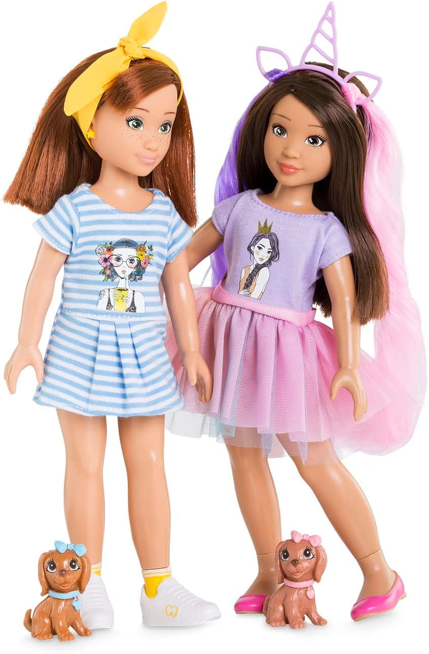 Corolle 9000600030 - Conjunto Luna Einhorn para niña, puppe de tobillo en traje de verano con perro, cinta para el pelo, anillos y gomas extra, puppe de 28 cm con Vanilleduft, de 4 años