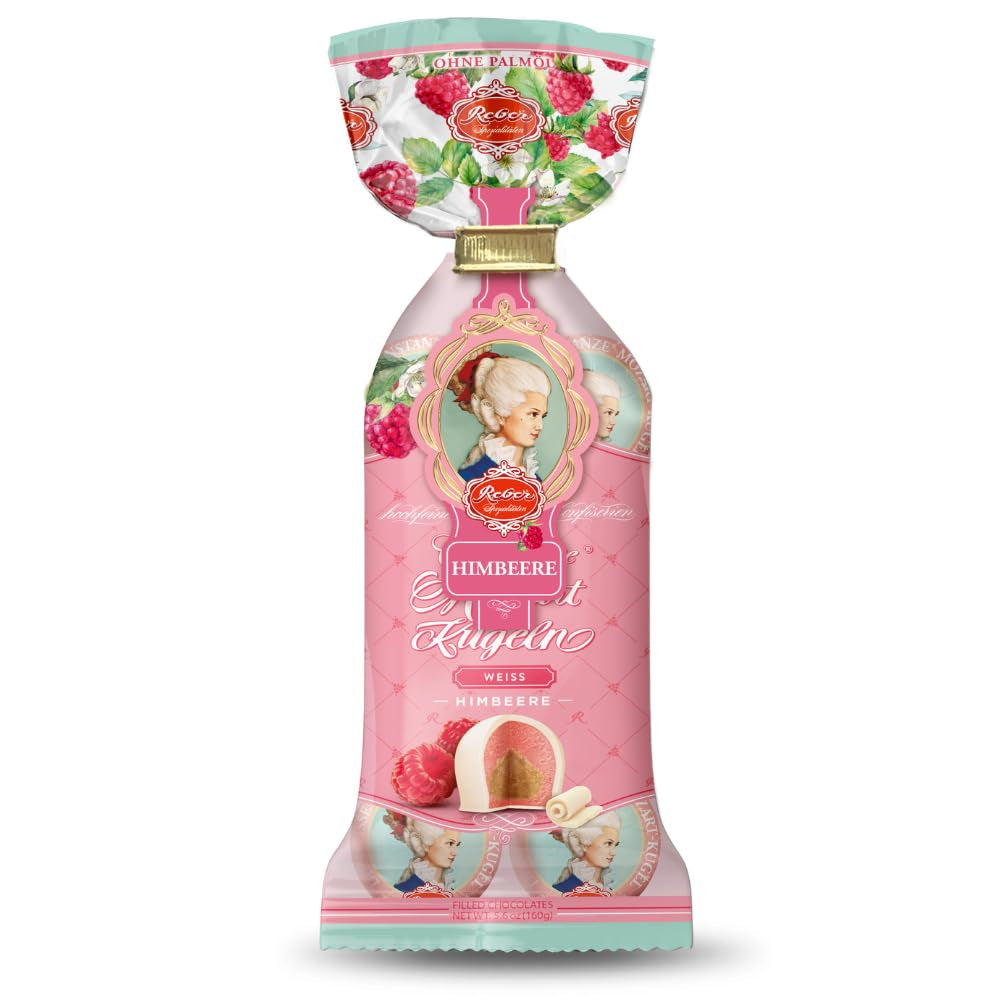 Reber Bolitas Mozart con chocolate negro, pack de 6 con mazapán y turrón, vegano - 1 x 120 g