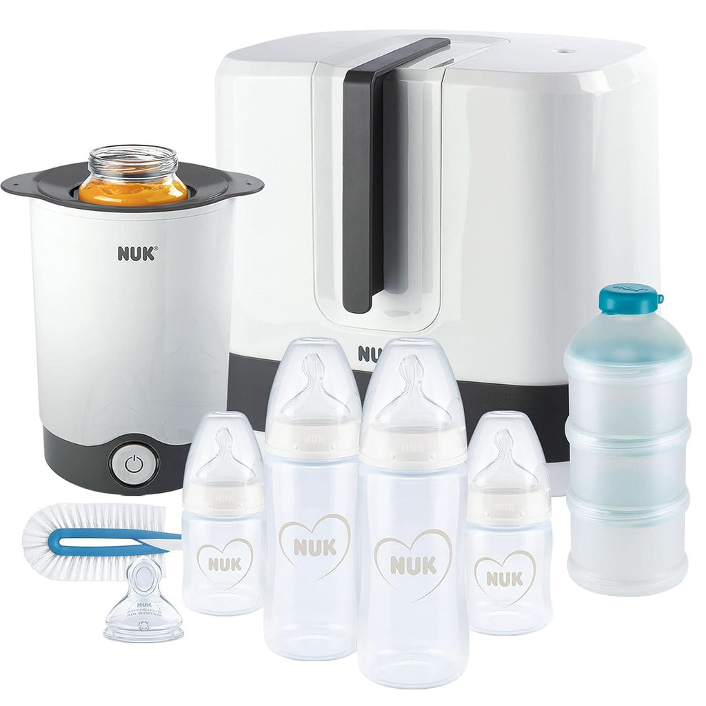 Set pompa de san manuala NUK, Pernă moale din silicon, 2 biberoane perfect combinate, 150 ml Accesorii Hrana si Alaptare Bebe Naty Shop First Choice+ Set