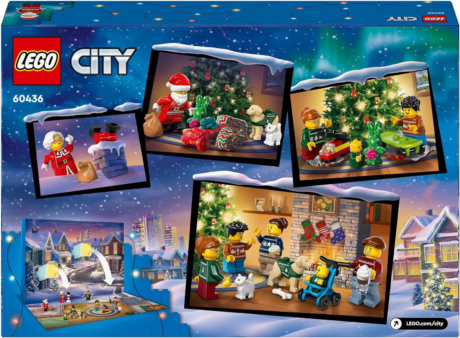 LEGO City Calendario de Adviento 2024, Regalo de Adviento para niños a partir de 5 años, 24 sorpresas, minifiguras con monos navideños, Papá Noel y la Señora Papá Noel, regalo de Navidad 60436 Juegos de construcción Besuche den LEGO-Store