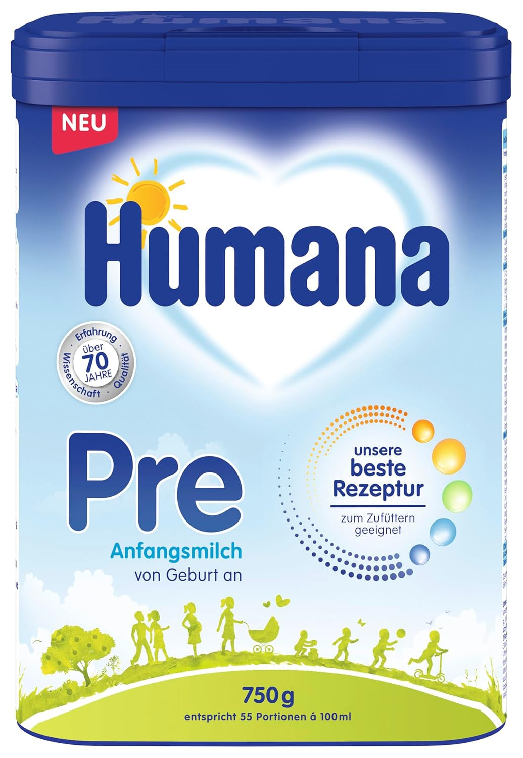 Formula Humana Pre Infant 750g - Envase - Leche para bebés desde el nacimiento - Fórmula para bebés como sustituto o complemento de la leche materna - Alimentos para bebés