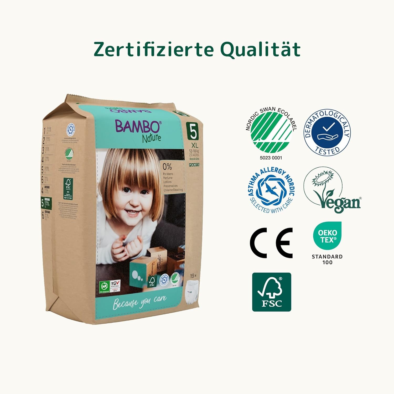 Pañales Bambo Nature, talla 5 (11-17 kg) - Caja mensual de 95 | Pañales con protección mejorada contra fugas | Máxima comodidad y libertad para niños activos | Pañales testados dermatológicamente
