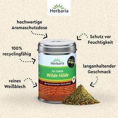 Herbaria Wilde Hilde bio 100g M-Dose-fertige Bio-Gewürzmischung - Saladgewürz für ausgefeilte Salade - mit erlesenen Ingredient - in nachhaltiger Aromaschutz-Dose