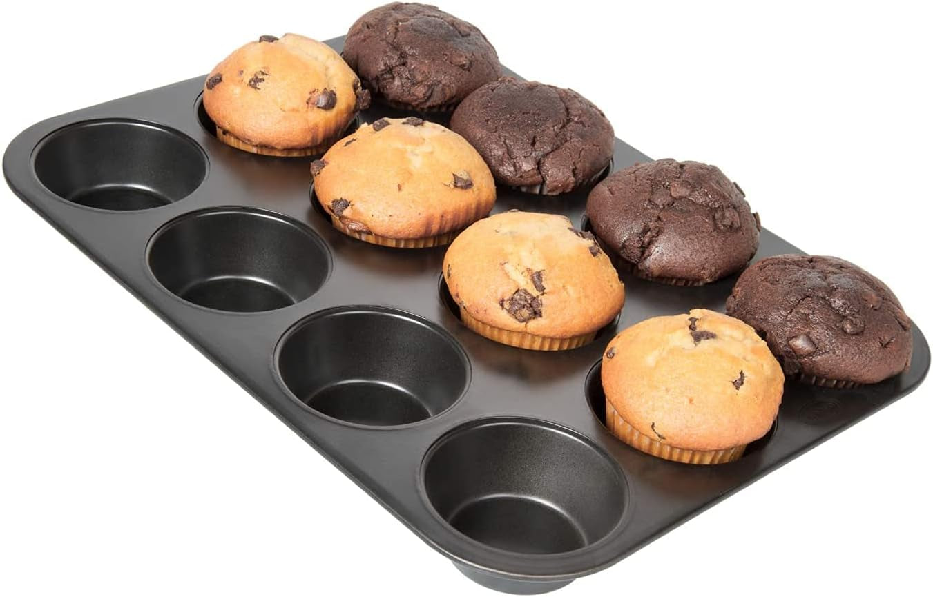 Wenco Muffinform 12Er Antihaft Backblech, Spülmaschinengeeignet, Karbonstahl – Muffinblech Für 12 Muffin – Hitzebeständig Bis 220°C, Schwarz Moldes y bandejas para hornear Naty Shop
