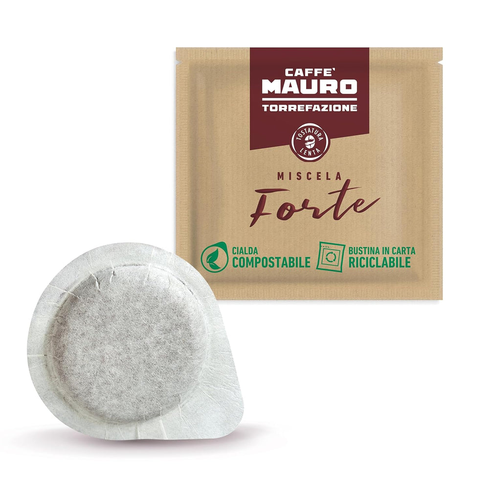 Caffè Mauro Torrefazione Kaffee Kompostierbare Pods, Recyclebare Verpackung, Original Mischung - 100 stück - Intensität 10/10 - Kompatibel mit ESE System Papier Pads 44 mm