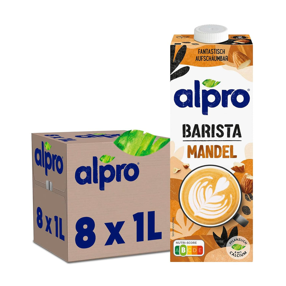Alpro Barista Haferdrink – Zum Aufschäumen – Vegan und milchfrei – Von Natur aus lactosefrei – Rich an Ballaststoffen, Calcium and Vitaminen – 8 x 1 L – Haltbar