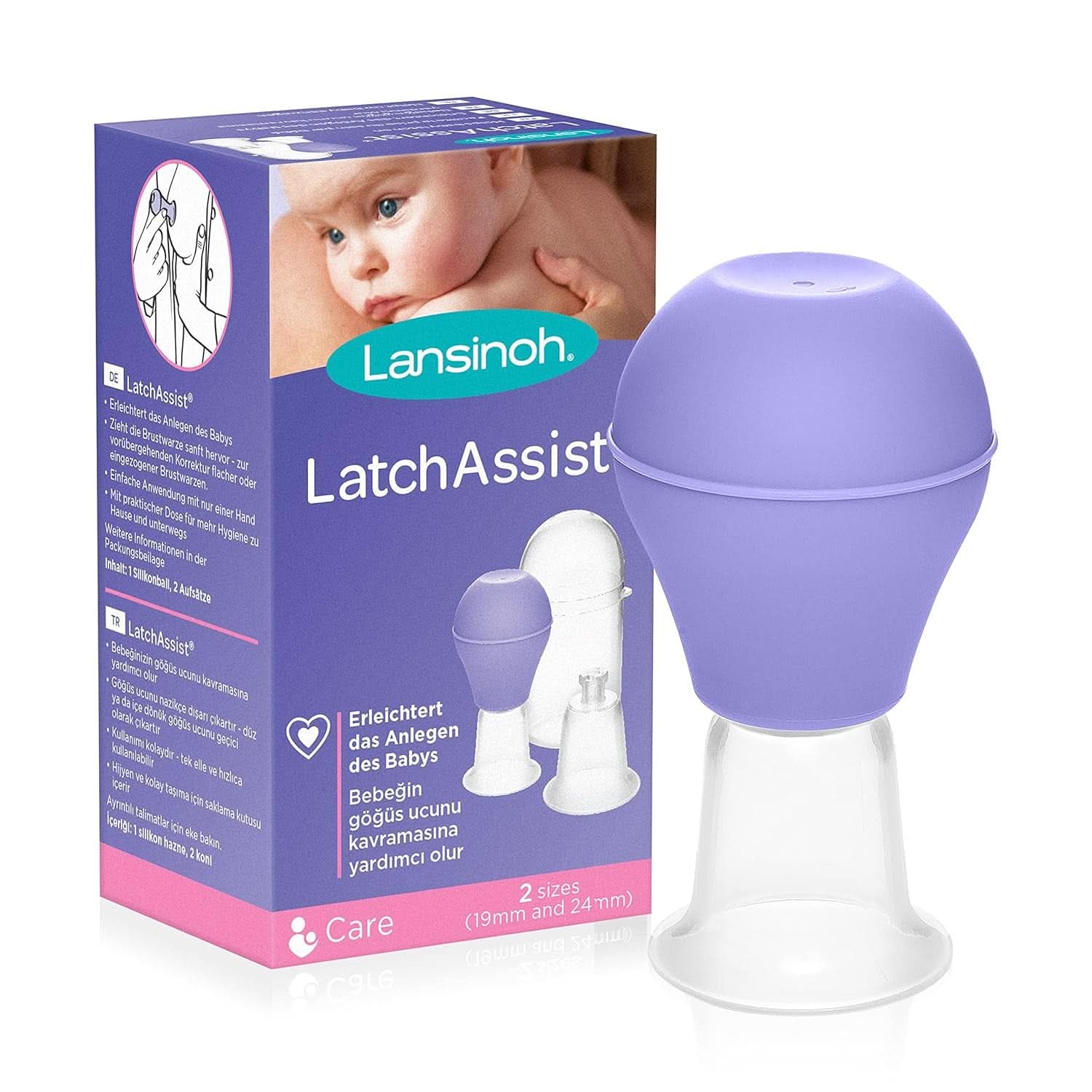 Lansinoh Latch Assist Everter de pezones con estuche para madres que amamantan, ofrece corrección temporal de pezones planos o invertidos, 2 conos de tamaño dentro del paquete y estuche de transporte higiénico Accesorii Hrana si Alaptare Bebe Naty Shop Latchassist Brustwarzenformer