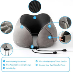 Good Nite Neck Pillow Airplane Neck Pillow Travel Pillow Adult Neck Pillow Car Home Pillow Head Pillow Ergonomic Memory Foam Washable With Narrow Back Adjustable Grey Perne calatorie Naty Shop