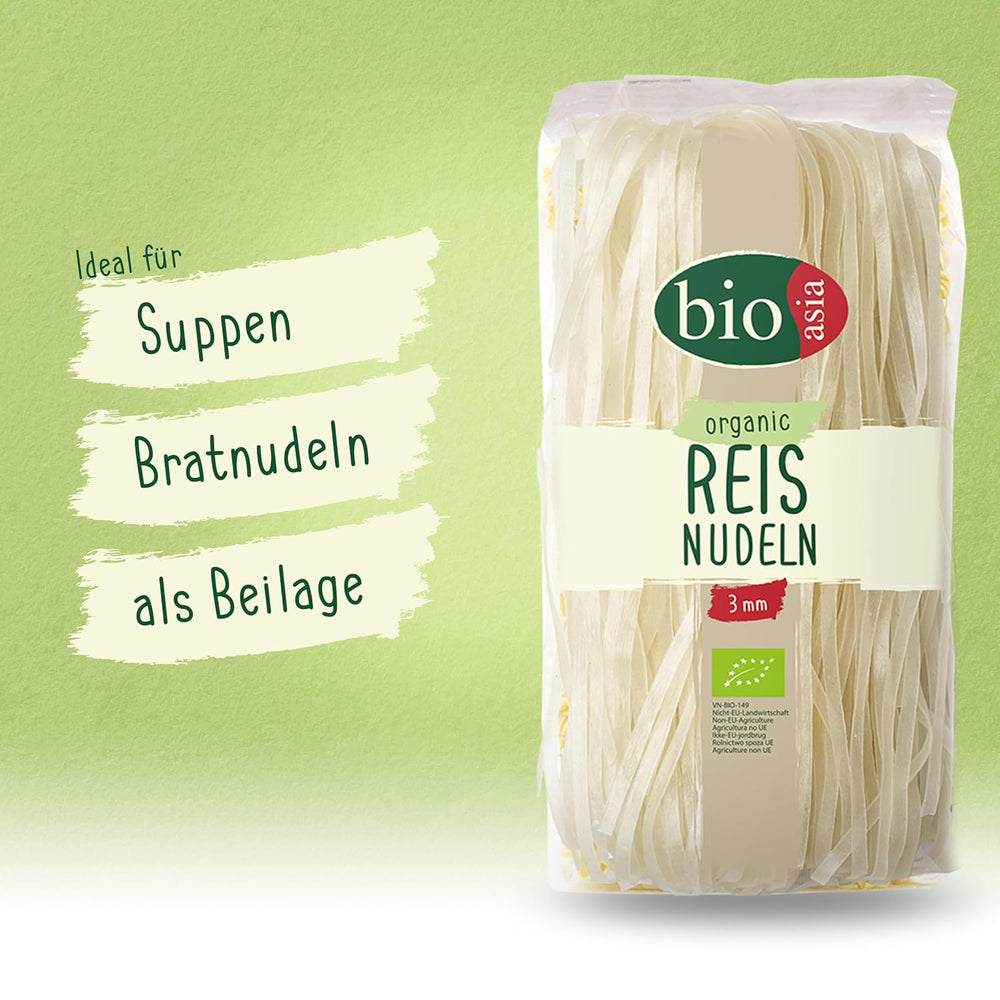BIOASIA Fideos de Arroz Orgánicos, Fideos Asiáticos de Harina de Arroz 100% Orgánico, Sin Gluten y Veganos, 1 x 200g