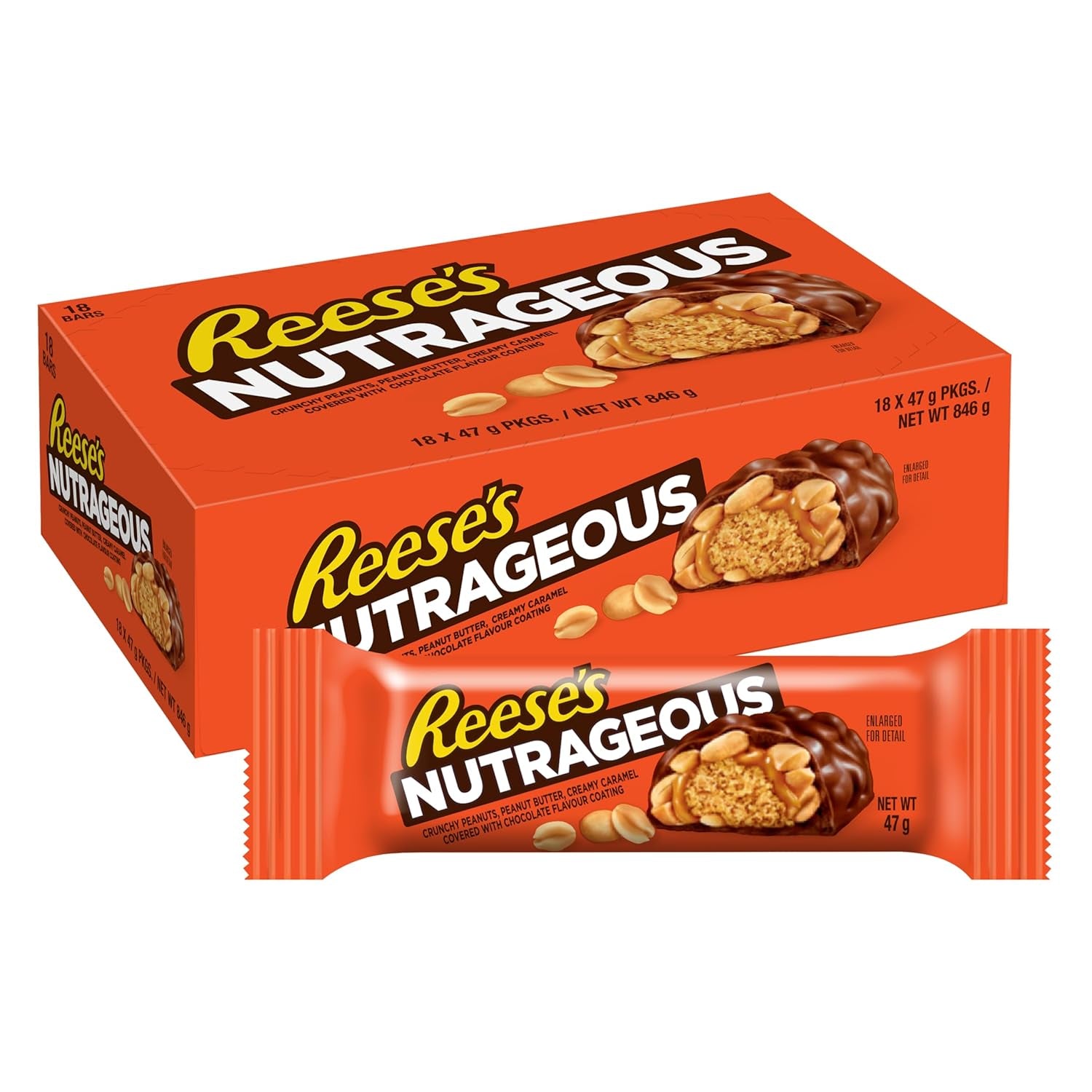 Nutrageous Peanut Butter - Barras de chocolate con mantequilla de maní: 18 piezas (18 x 47 g)