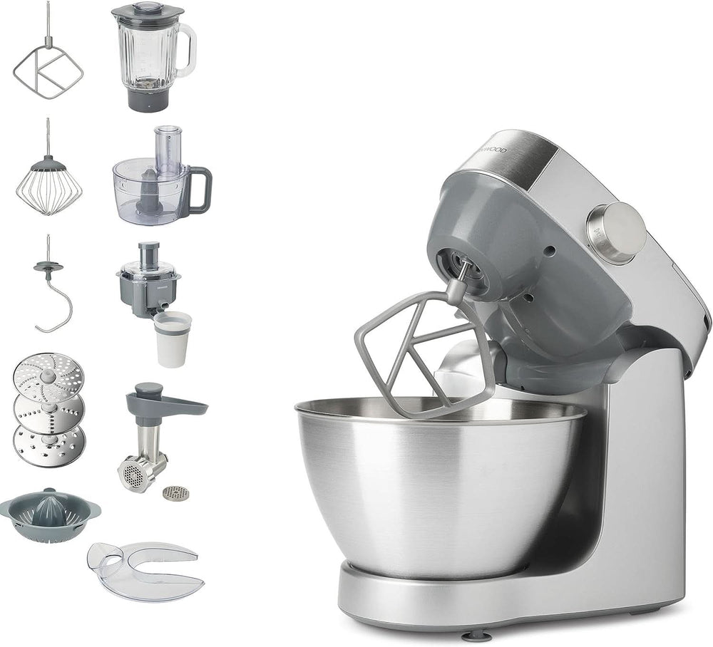 Kenwood Prospero+ KHC29A.R0SI Máquina de cocina, 4,3 L Edelstahlschüssel, Inkl. 10-Teiligem Zubehör-Set Mit Fleischwolf, Glas-Mixer, Zitruspresse, Entsafter Und Mehr, Inkl. Easyweigh Waage, 1000W, Plata Madre e Hijo Naty Shop Plata Inkl. 9 accesorios