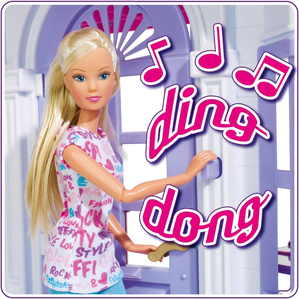 Simba 104661996 - Steffi Love Dreamhouse, Casa de Juegos Grande, 4 Habitaciones, SIN TÍTERES, 84 cm de Alto, Dos Niveles, Campana Funcional, Casas de Muñecas Plegables Naty Shop