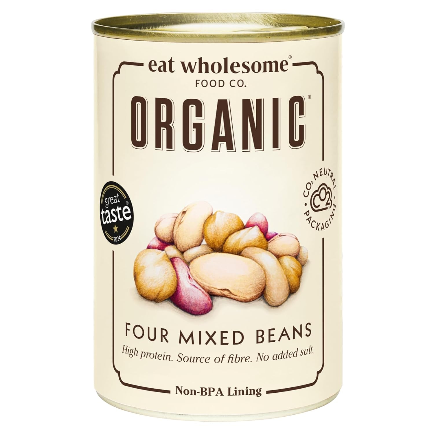 Eat Wholesome Garbanzos Orgánicos, 400 g (Paquete de 12) - Cocidos en Agua, Sin Sal Añadida, 100% Naturales, Fuente de Proteínas, Vegano, Forro Sin BPA y Envase Neutro de CO2