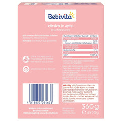 Bolsitas exprimibles de melocotón y manzana - Paquete de 16 (4 paquetes, 4 x 90 g cada uno), sin azúcar añadido, sin gluten, vegano, ideal para bebés a partir de 5 meses, perfecto para llevar