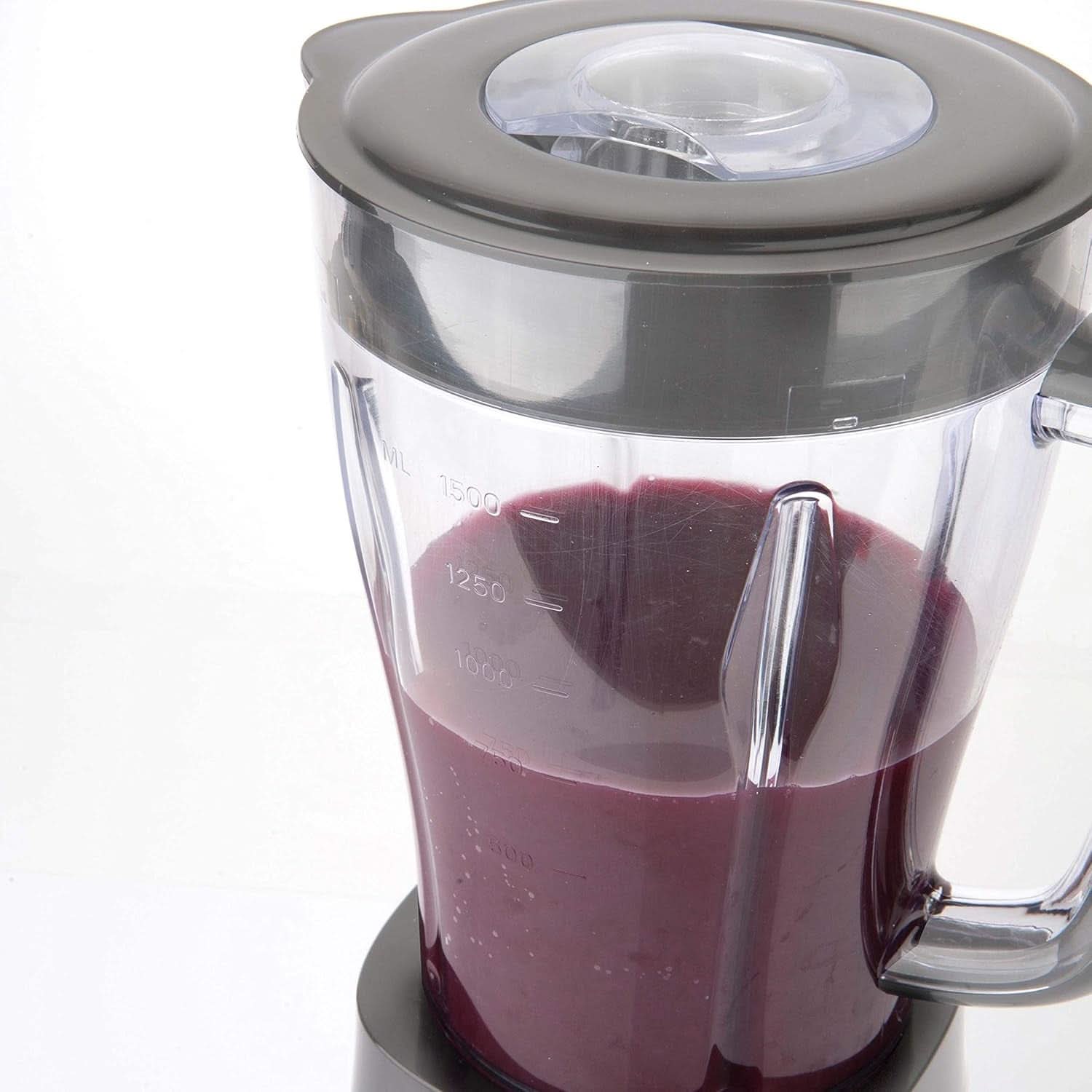 BLACK+DECKER Batidora de pie | 500W | 2 velocidades | Función de pulso | Glaskrug | 1,5 litros | Edelstahlmesser Mit 4 Klingen | Herausnehmbar Und Leicht Zu Reinigen | Cocina Weiß Und Grau Tienda Naty