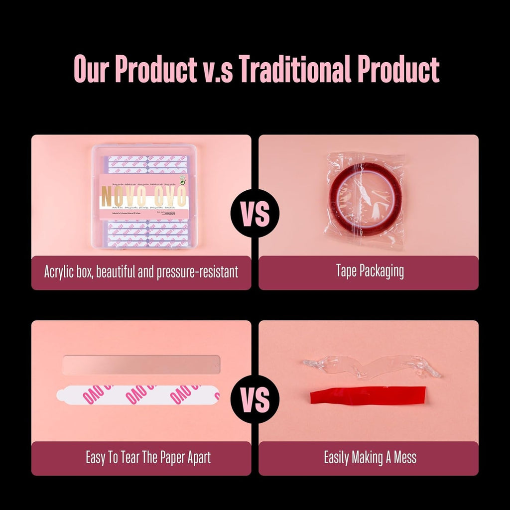 NOVO OVO 360 bucăți tablă adezivă ușor de rupt pentru afișaje de unghii prin presare, transparente, față-verso pentru atașare pentru nail art/ambalare/depozitare/practică/accesorii, 30 bucăți x 12 foi