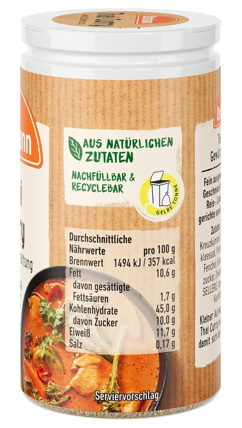 Ostmann Gewürze - Gewürzzubereitung de curry tailandés | Embalaje completo y reciclable | 40 g en Der Streudose