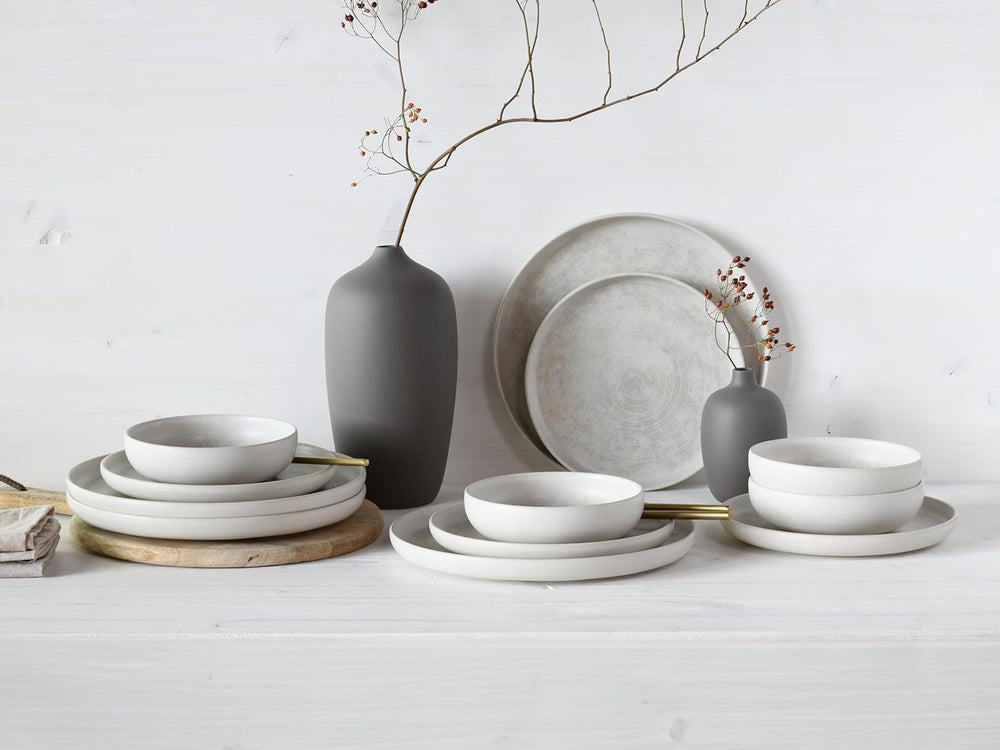 CreaTable, 23714, seria Uno Athena, set de veselă cu 12 piese pentru 4 persoane, set de farfurii din gresie, potrivit pentru mașina de spălat vase și cuptorul cu microunde, fabricat în Portugalia