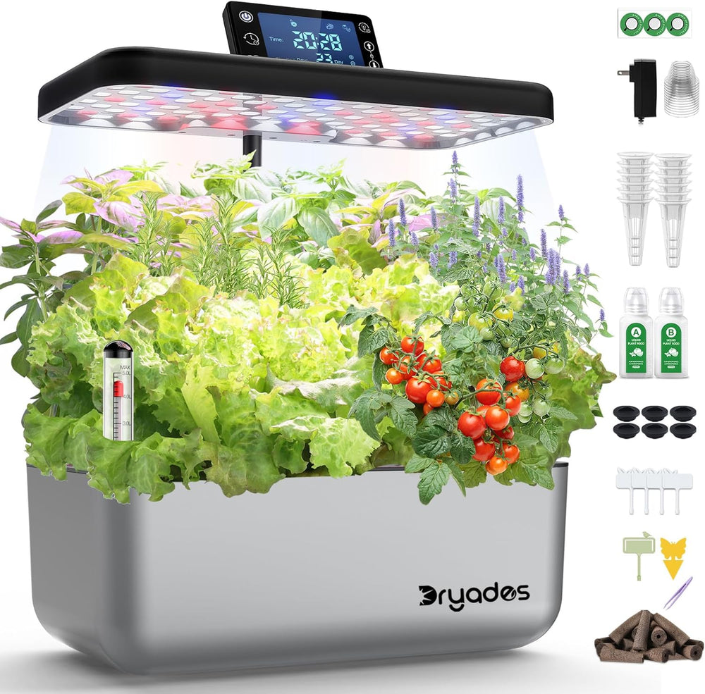Sistema de cultivo hidropónico: 8 cápsulas, lámpara LED de espectro completo de 24 W con advertencia de nivel bajo de agua | Jardín interior para cocina, salón, escuela | Idea de regalo para jardineros aficionados.