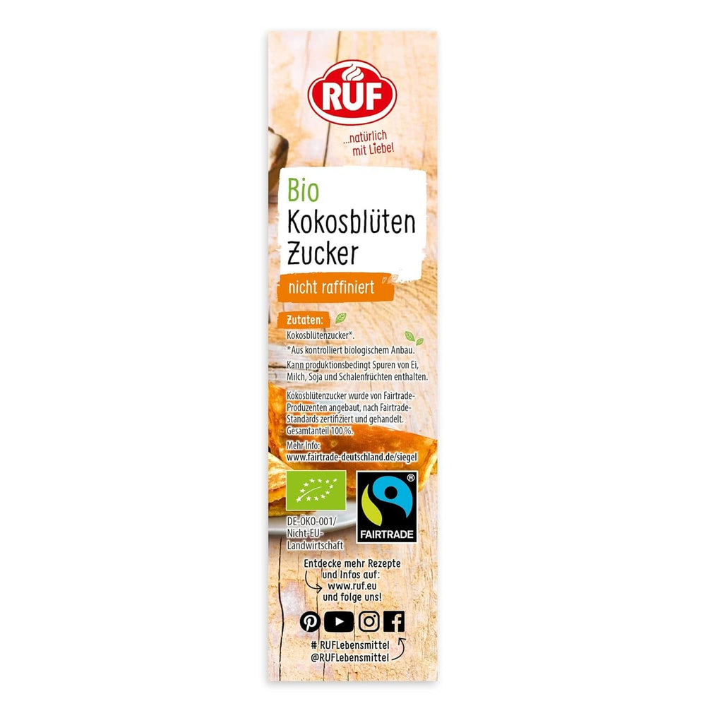 RUF Azúcar de Flor de Coco Bio, edulcorante natural, sabor caramelo, 250 gramos Edulcorantes Naty Shop