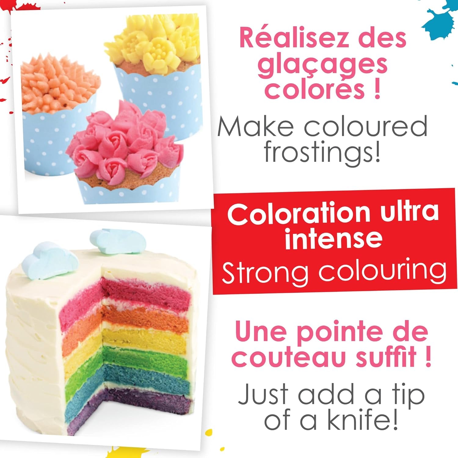 Scrapcooking - Set de 3 coloranți alimentari pudră - Roșu Galben Albastru - Coloranți alimentari pentru copt, prăjituri, fursecuri, prăjituri, aluat, fondant, tort curcubeu - 4011