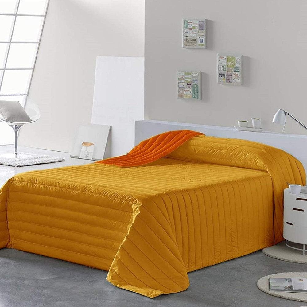 PETTI Artigiani Italiani - Funda cama individual, funda doble cara, funda de muelles, azul medianoche, blanco, 100% Made in Italy Edredones y edredones Naty Shop Naranja Medidas cama 140 (240X260 Cm)