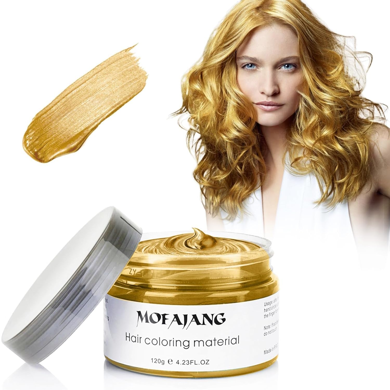 Culoarea temporară a părului, 4.23 uncii de ceară de culoare pentru bărbați femei, Pomadă de culoare naturală lavabilă, Vopsea de păr instantanee pentru păr pentru petrecere, Cosplay, Halloween (roșu) Vopsea pentru par Naty Shop Aur 120 G (1 pachet)