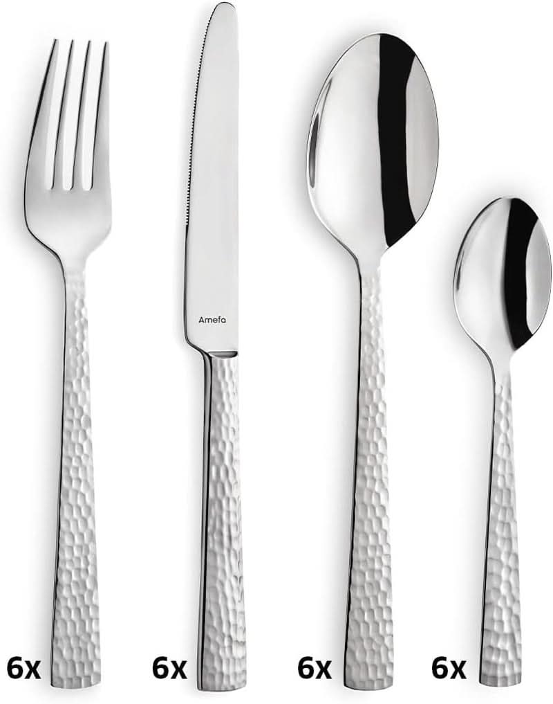 Juego de cubiertos Amefa Felicity, 24 piezas, para 6 personas, acero inoxidable 18/0 Cocina Naty Shop