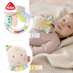 Fehn clopoțel inel de jucărie caracatiță - jucărie de abilități motorii pentru zăngănit, scârțâit, simțit - jucărie de pluș pentru copii cu țesătură moale - jucărie pentru bebeluși și copii mici de la 0+ luni Jucarii Bebe Naty Shop