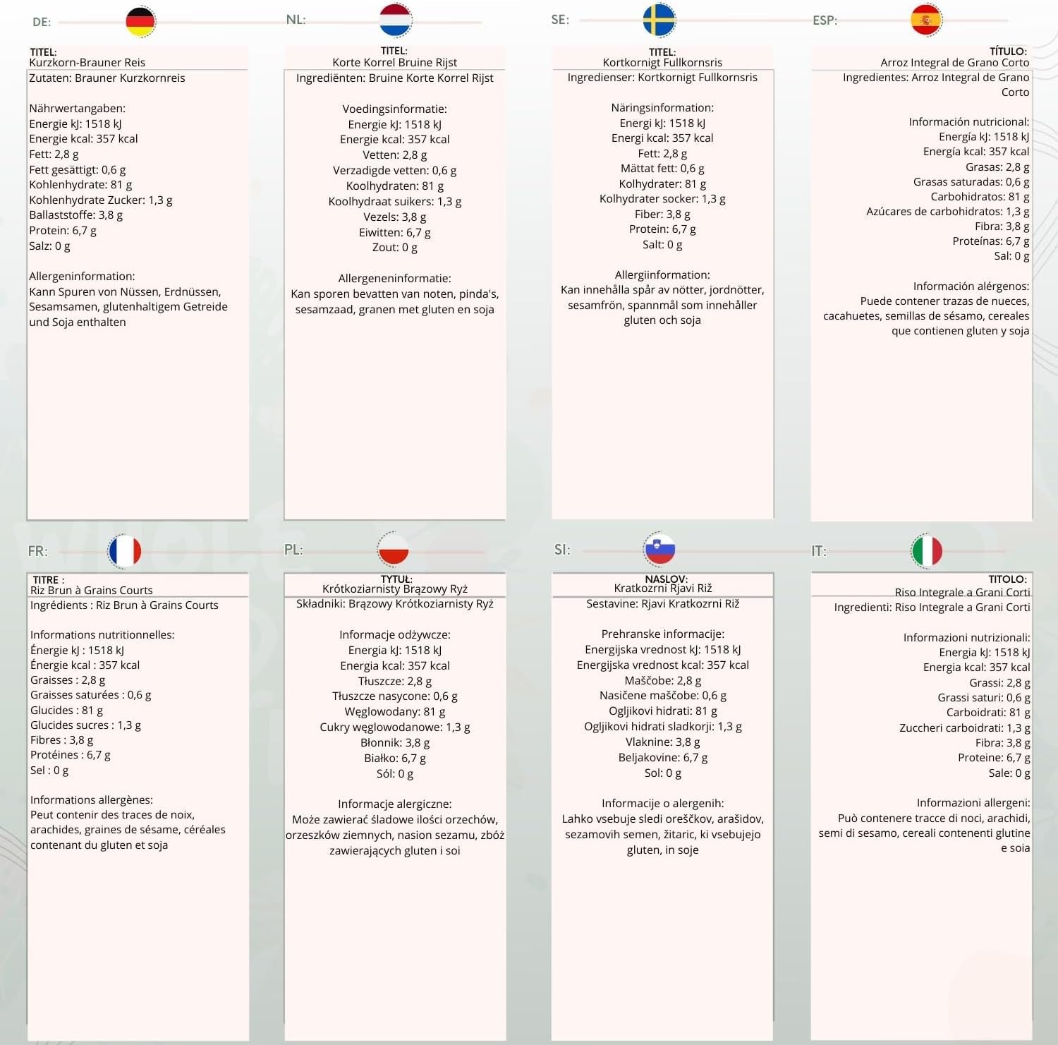 Arroz integral de grano corto Wholefood Earth - sin OGM - natural - vegano - sin lácteos - sin azúcares añadidos, 2 kg