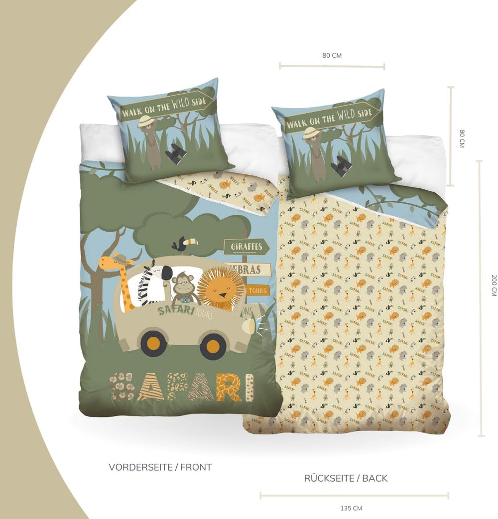 Juego de cama infantil, animales, 100% algodón con cremallera Ropa de cama - infantil Naty Shop