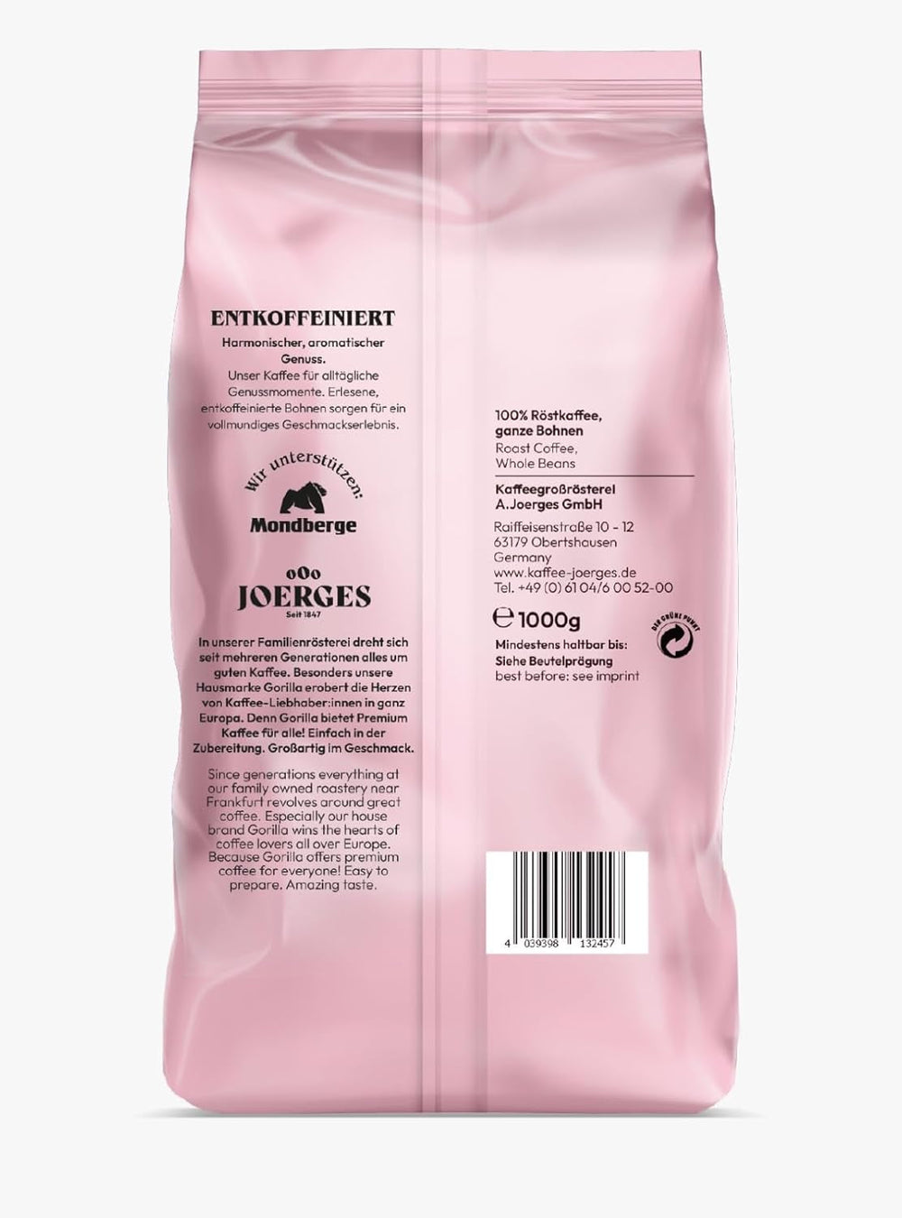 GORILLA Espresso 1 Kg, Decaffeinizată, boabe întregi Cafea Naty Shop