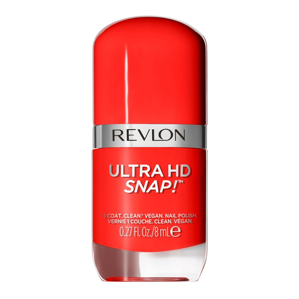 Revlon Ultra HD Snap Esmalte de uñas Fórmula vegana de larga duración Secado rápido Una capa Color de cobertura total (8 ml) Hot Stuff (007) Unisex
