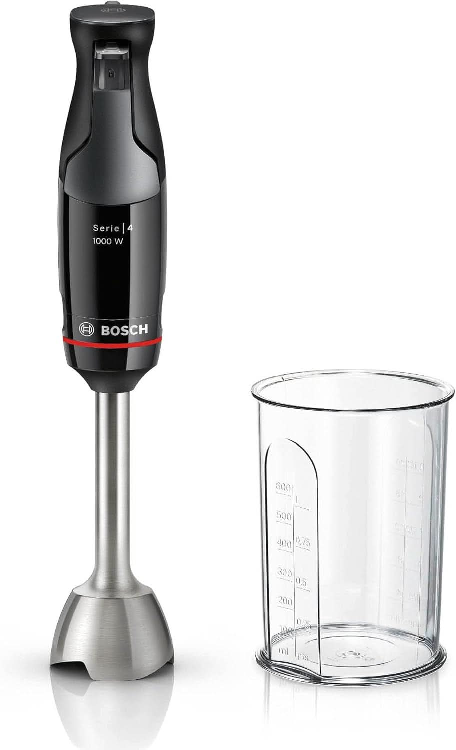 Bosch Batidora de pie Ergomaster Serie 4, 1000 Watt, Edelstahl-Mixstab, Zerkleinerer, Mix-/Messbecher, Schwarz Kitchen Naty Shop Ergomaster Serie 4