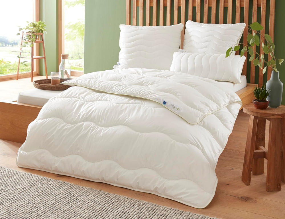 Badenia Trendline Edredón ecológico Aerelle Blue Duo 135 X 200 cm, blanco, certificado Öko-Tex, Producido de acuerdo con el estándar de calidad alemán Edredones y edredones Naty Shop 135 X 200 Edredón mono para todas las estaciones