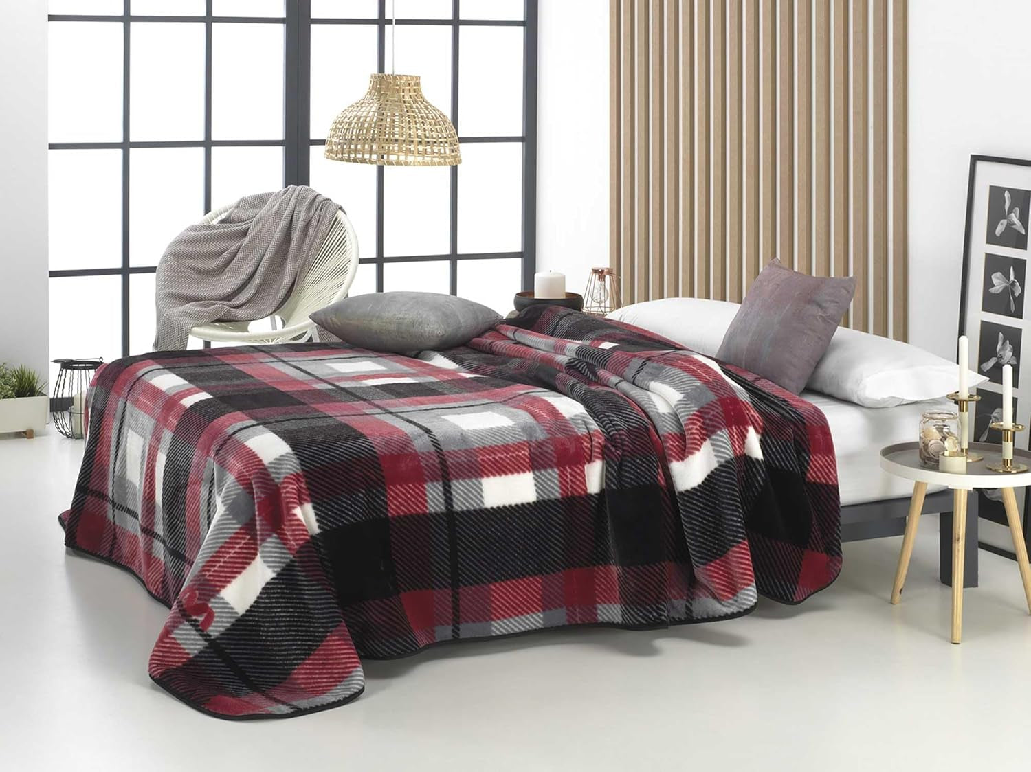 MANTAS MORA Pătură imprimată, volum mare, 100% poliester, 450 G/M², moale, pentru toamnă/iarnă, Design Harmony K60, 260 X 240 cm, pentru paturi cu 160/180 cm, albastru Plapumi si pilote Naty Shop Gri 260X240Cm - Cama De 160/180Cm