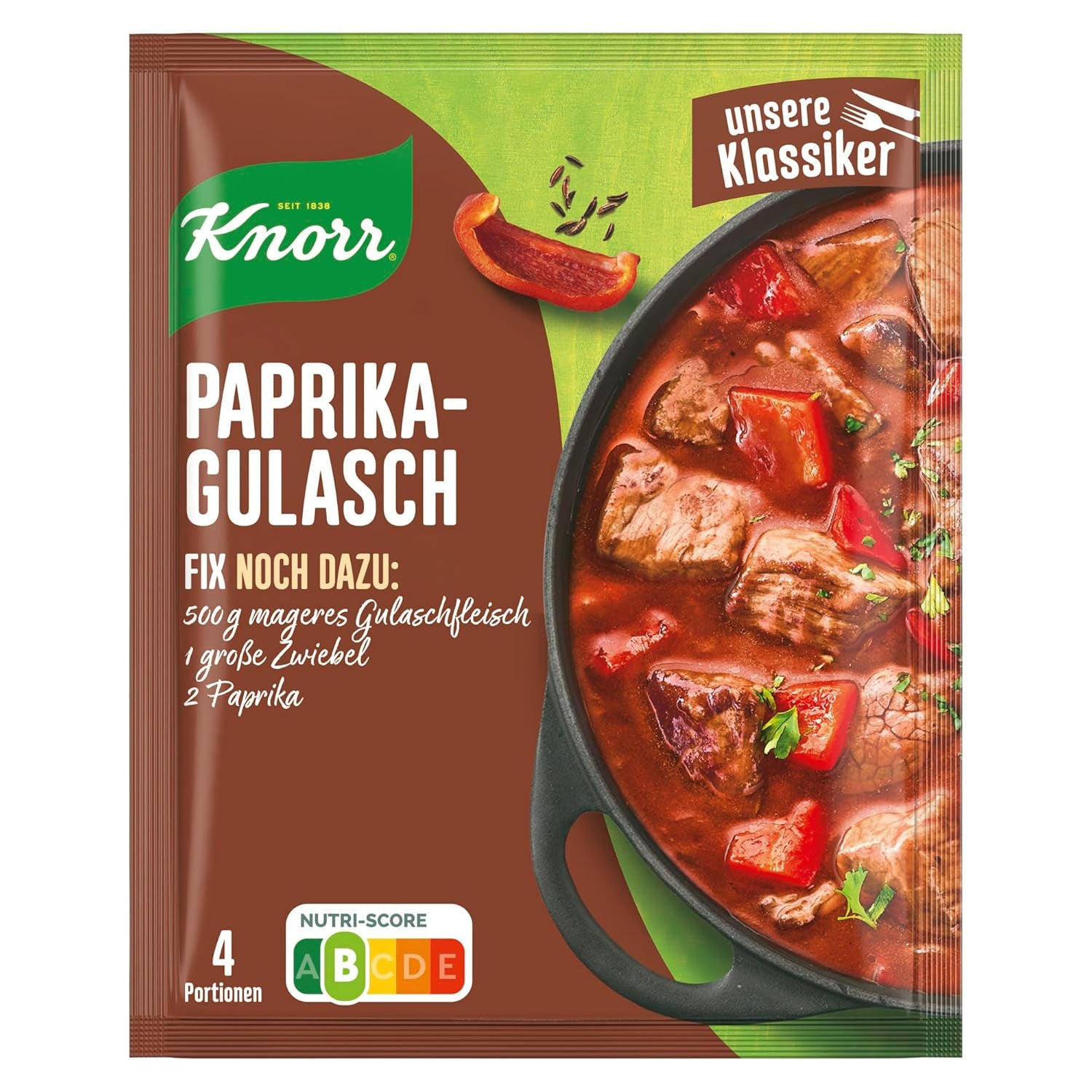 Knorr Fix Würzmischung Paprika-Gulasch für eine leckeres Fleischgericht mit natürliche Ingredient 4 Porciones
