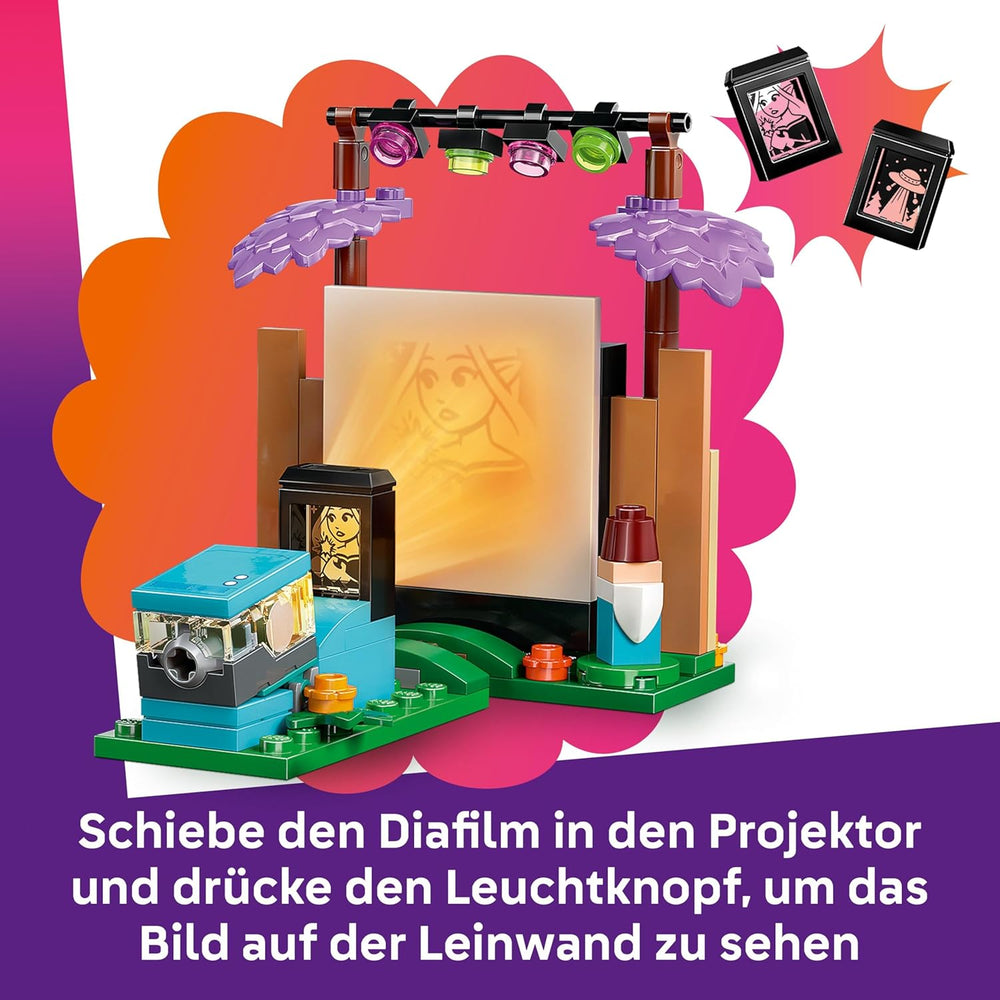 LEGO Friends Noche de Película de la Amistad, juguete para niñas mayores de 6 años - incl. 2 minimuñecos, una pantalla y un proyector de ladrillos luminosos - Set de construcción creativa - 42642