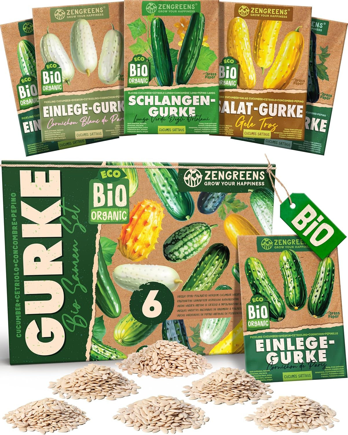 Semillas de Albahaca Orgánicas en un Juego de 6 - 6 Semillas de Albahaca para un fácil Cultivo en el jardín, balcón o Cama elevada - Semillas de Plantas - Plántulas