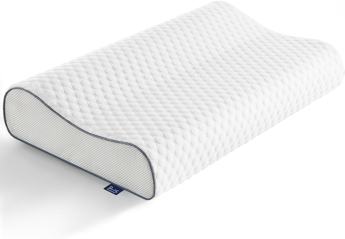 Pernă BedStory din spumă cu memorie, pernă cu suport pentru gât reglabilă pe înălțime, pernă ergonomică, pernă pentru dormit pe o parte pentru cei care dorm pe spate și pe burtă (60x36x12/10 cm)