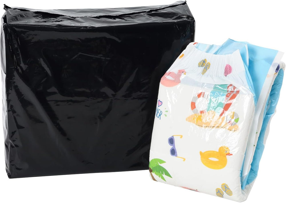 CutiePlusU Pañales para adultos, paquete de 10, pañales desechables para mujeres y hombres, máxima absorbencia durante la noche - I Love Summer (tamaño mediano 71-96 cm)