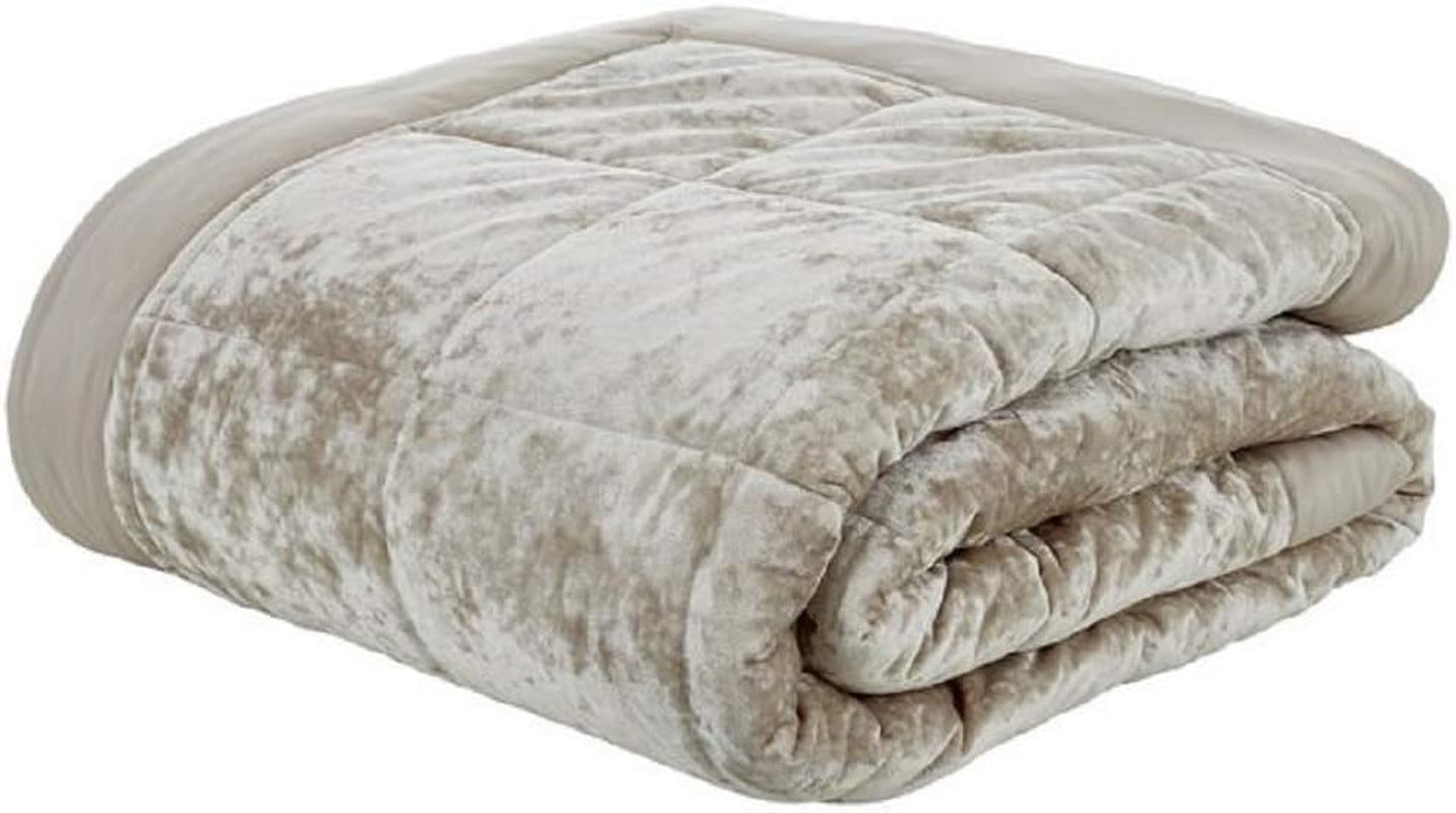 Catherine Lansfield - Colcha doble de imitación de terciopelo triturado - Poliéster, Poliéster, Plata, 53 x 23 x 53 cm Catherine Lansfield Camas y edredones Nature 53 x 23 x 53 cm