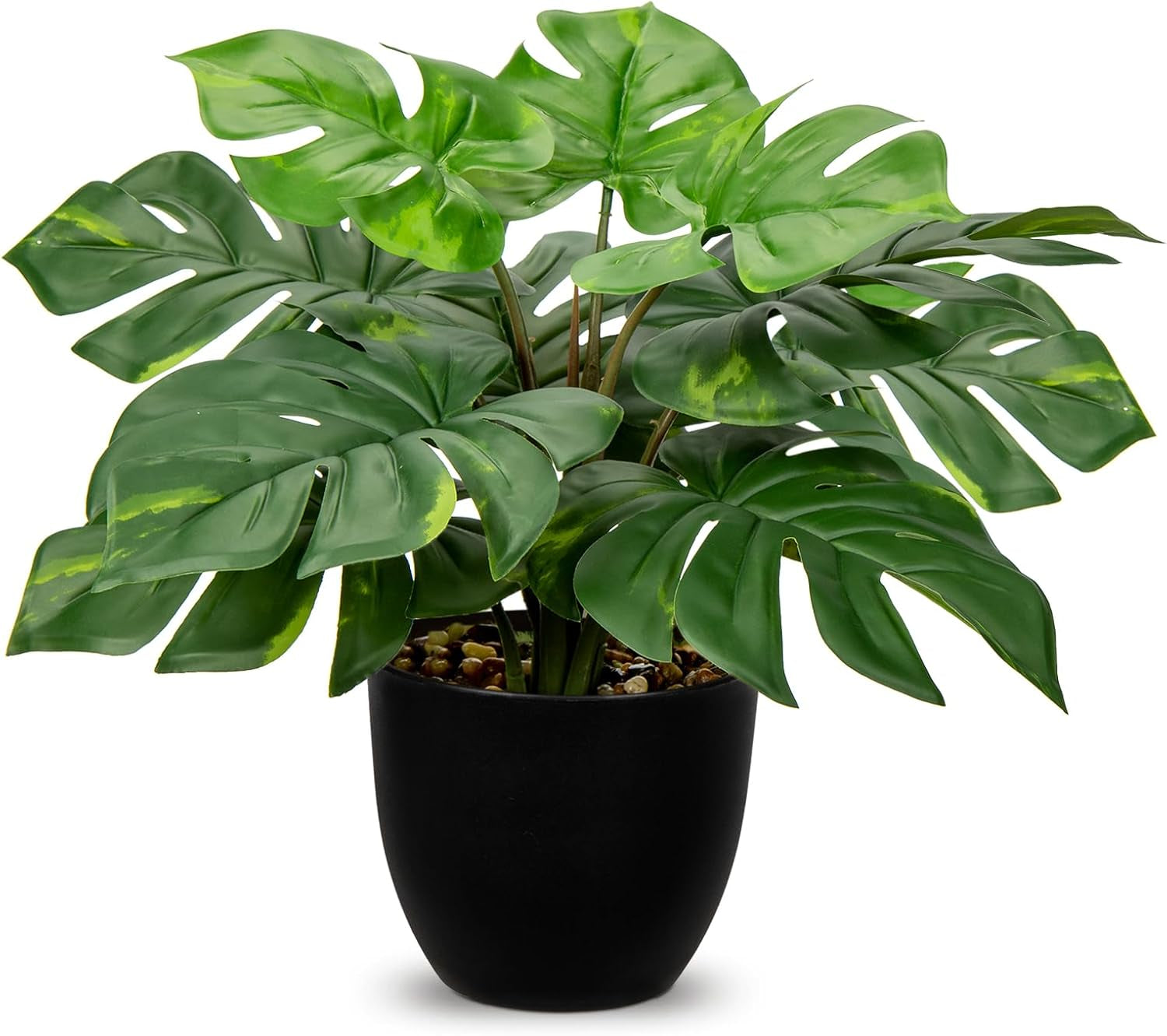 Hollyone Kunstpflanze Klein, 28 Cm Philodendron Pflanze Künstlich Mit Topf, Kunstpflanzen Wie Echt, Gefälschte Pflanze Für Badezimmer Deko Wohnzimmer Schlafzimmer Tischdeko