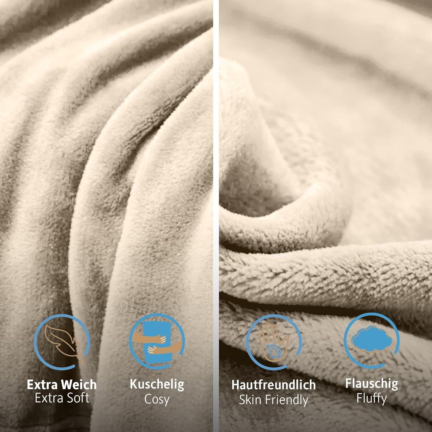 Komfortec manta mullida, cómoda manta, manta polar, certificado Oeko-Tex, súper suave, 150X200 cm, 260 g/m², beige Camas y mantas Besuche den Komfortec-Store